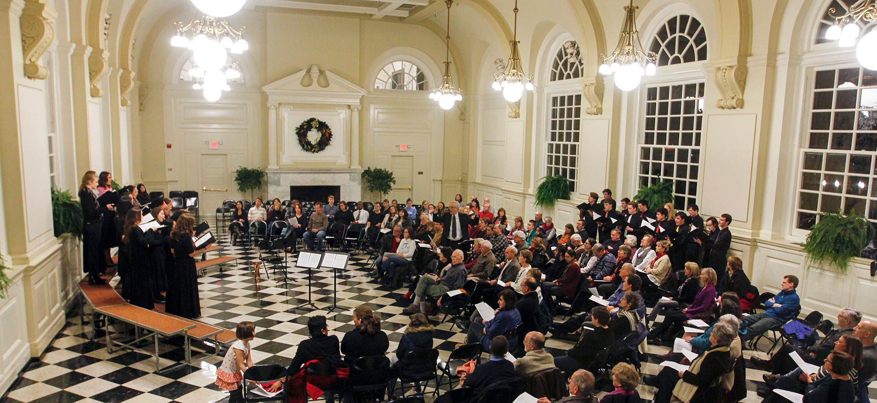 A concert being preformed in the Great Hall