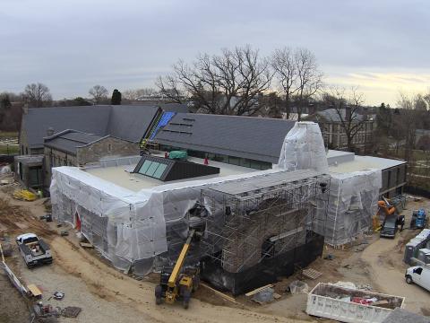 exterior of library under construction