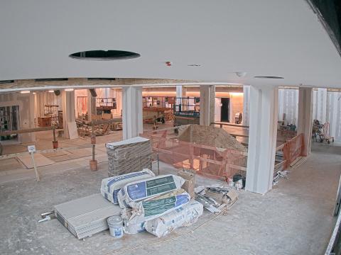 Interior of the library under construction.