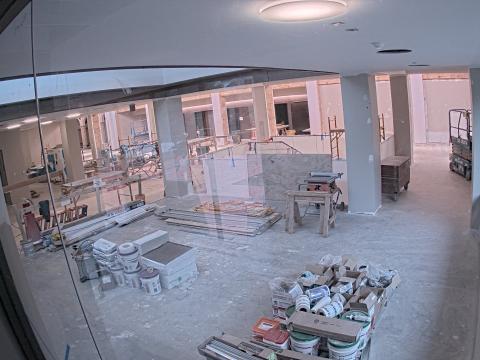 Interior of the library under construction.