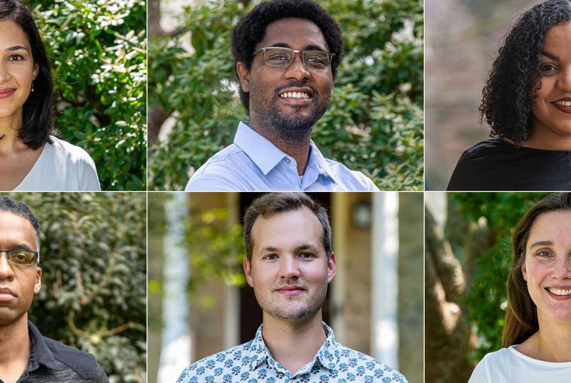 A grid of portraits of new professors, clockwise from top left: Ava Shirazi, Clyde Daly, Sarah-Jane Koulen, Amy Cooke, Luis Rodríguez-Rincón, and Alvin Grissom II.