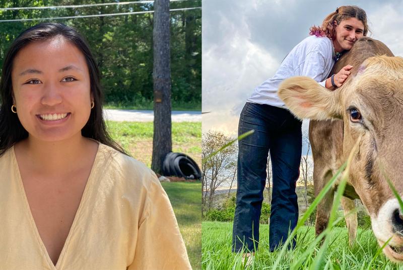 A collage of two photos--the one on the left is a headshot of April and the one on the right of Lauren.