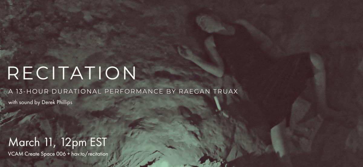 artist Raegan Truax sprawled across a rocky, shadowy landscape