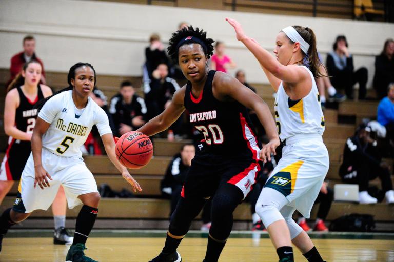 The women's basketball team in action